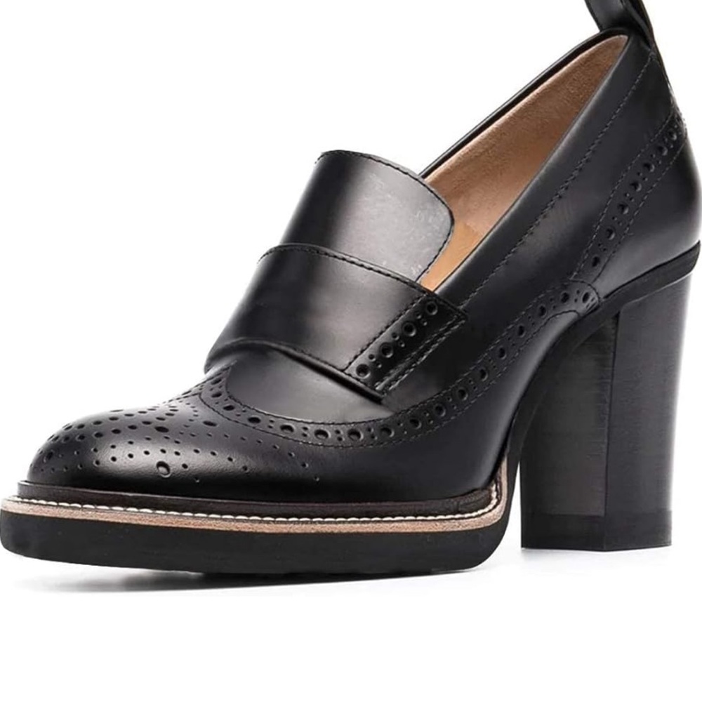 YDN chunky heeled loafers in black. NWOB